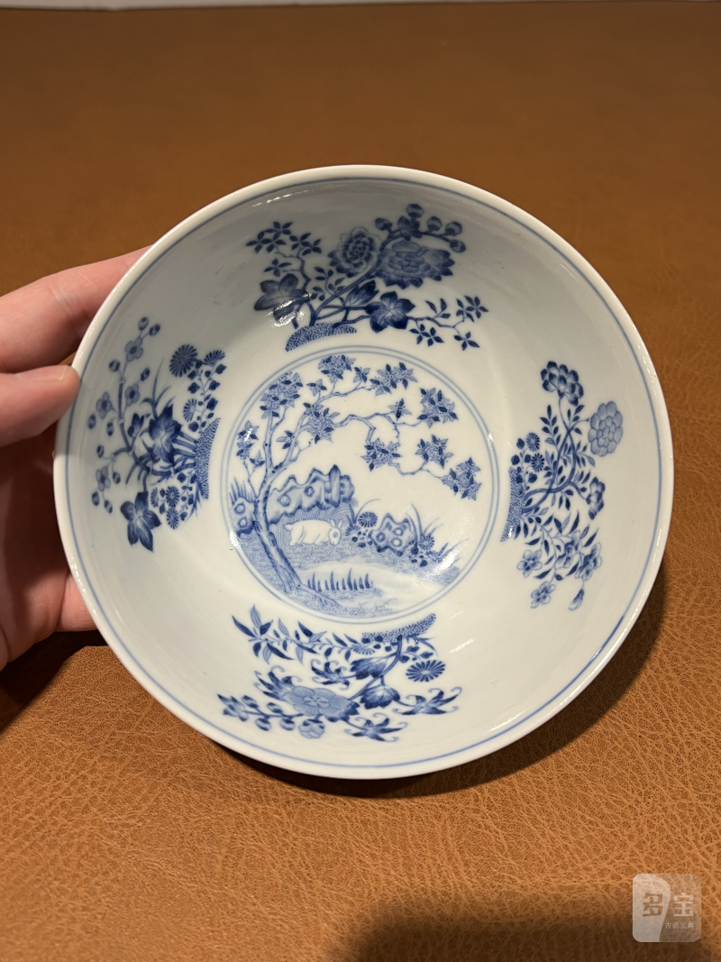 清道光 粉地洋彩轧道开光丹桂飘香纹节令膳碗 - 图14